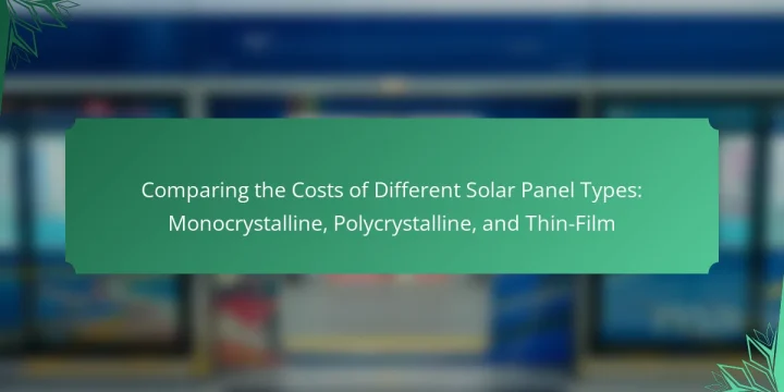 Comparing the Costs of Different Solar Panel Types: Monocrystalline, Polycrystalline, and Thin-Film