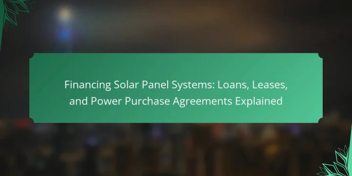 Financing Solar Panel Systems: Loans, Leases, and Power Purchase Agreements Explained
