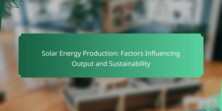Solar Energy Production: Factors Influencing Output and Sustainability