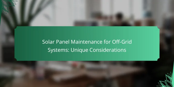 Solar Panel Maintenance for Off-Grid Systems: Unique Considerations