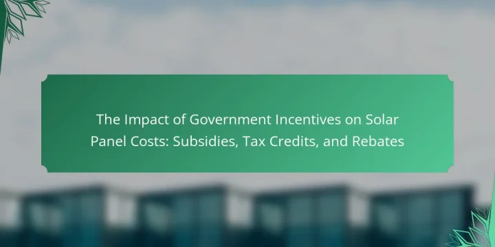 The Impact of Government Incentives on Solar Panel Costs: Subsidies, Tax Credits, and Rebates