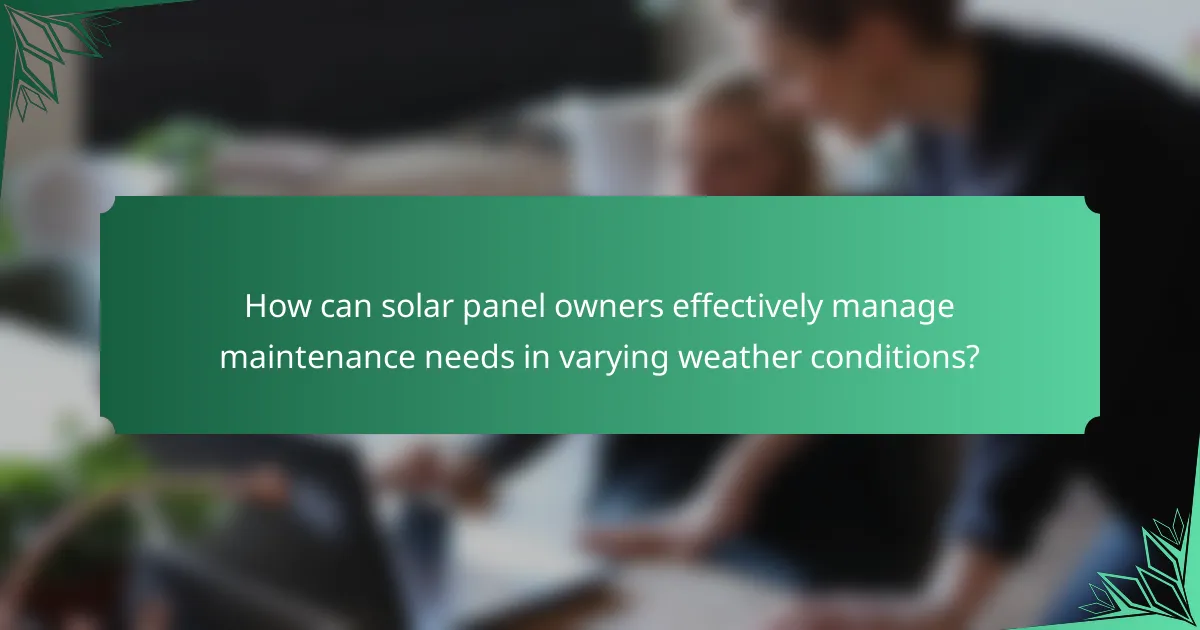 How can solar panel owners effectively manage maintenance needs in varying weather conditions?