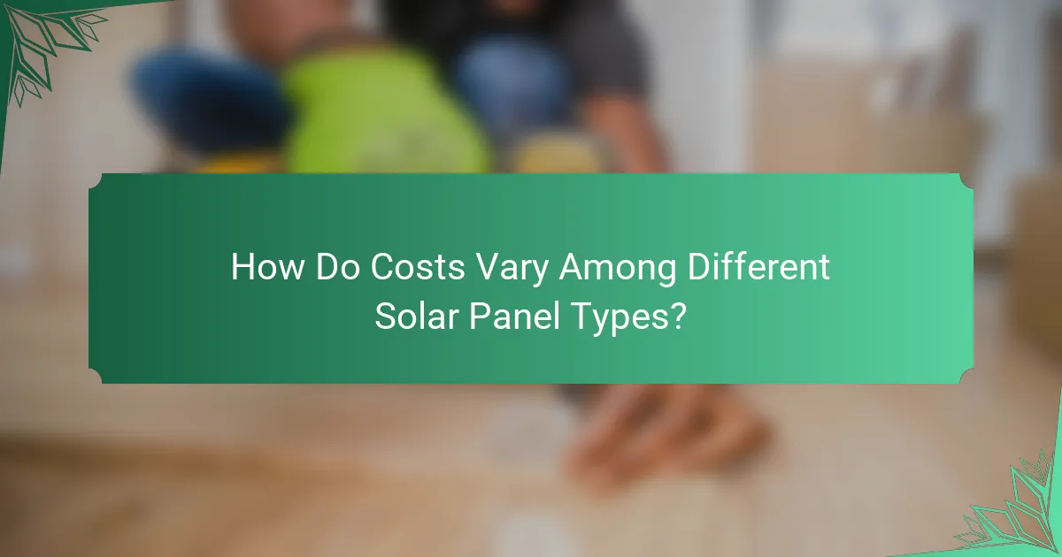 How Do Costs Vary Among Different Solar Panel Types?