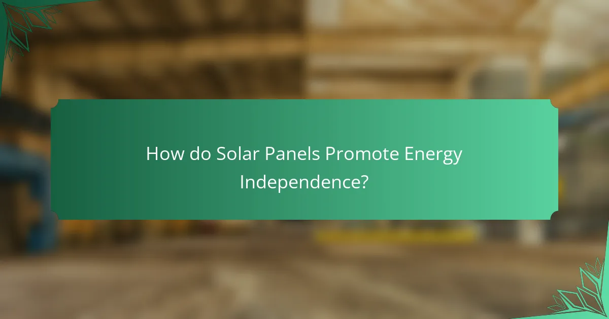 How do Solar Panels Promote Energy Independence?