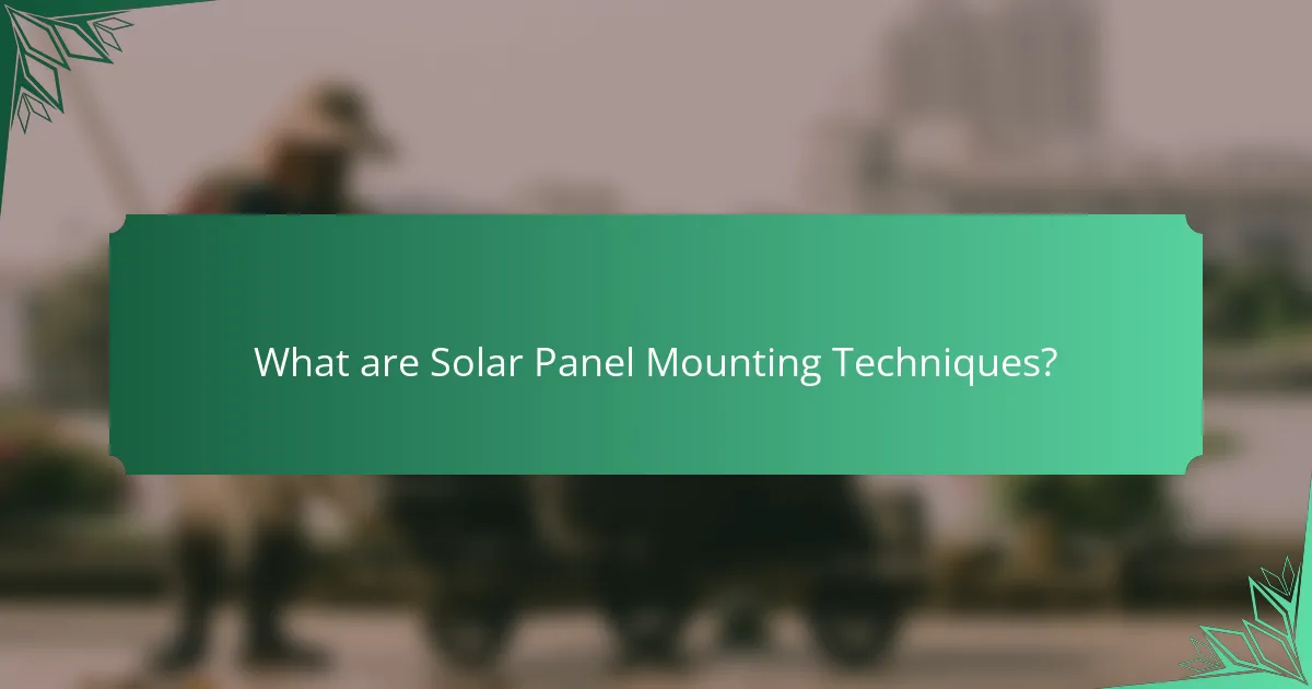 What are Solar Panel Mounting Techniques?