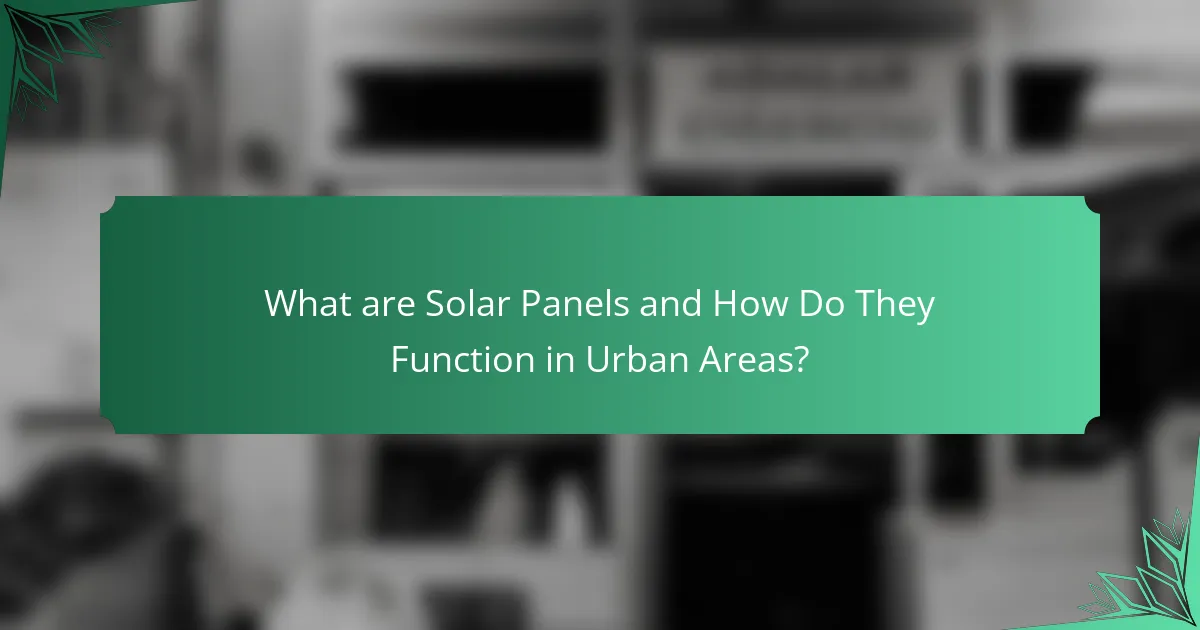 What are Solar Panels and How Do They Function in Urban Areas?