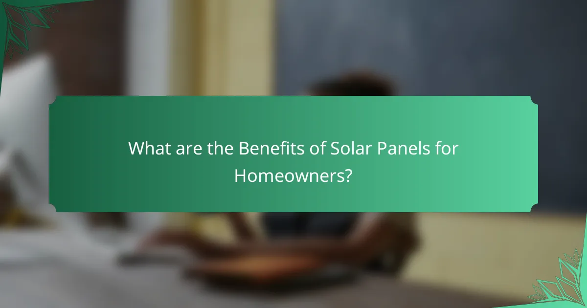 What are the Benefits of Solar Panels for Homeowners?