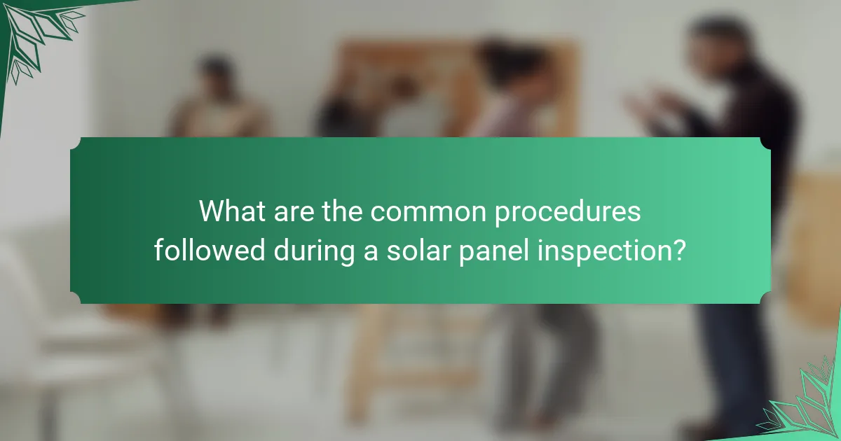 What are the common procedures followed during a solar panel inspection?