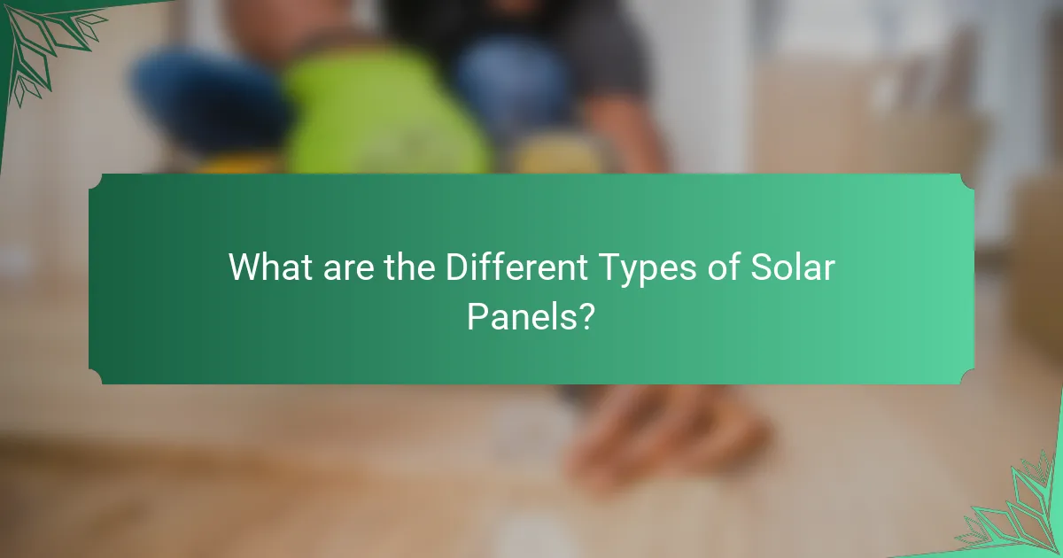 What are the Different Types of Solar Panels?