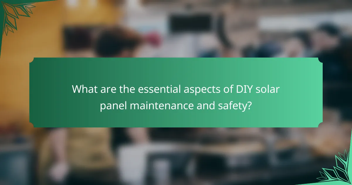 What are the essential aspects of DIY solar panel maintenance and safety?