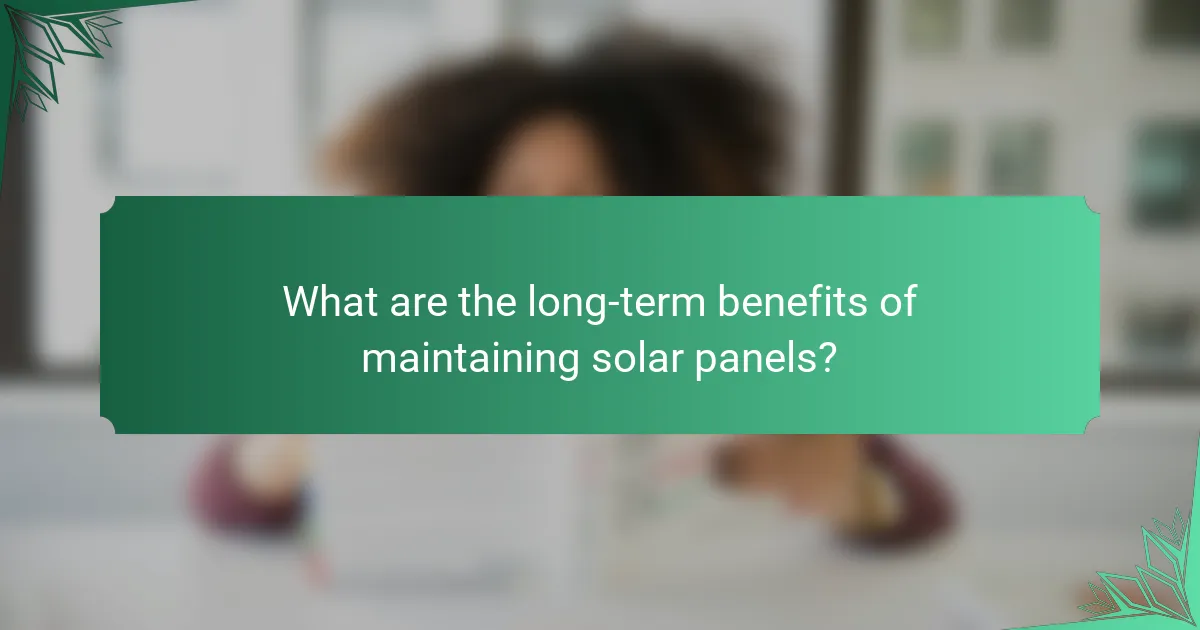 What are the long-term benefits of maintaining solar panels?