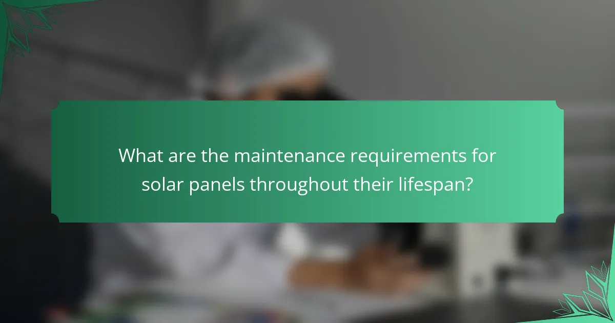 What are the maintenance requirements for solar panels throughout their lifespan?