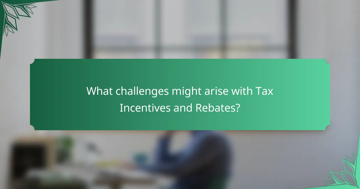 What challenges might arise with Tax Incentives and Rebates?