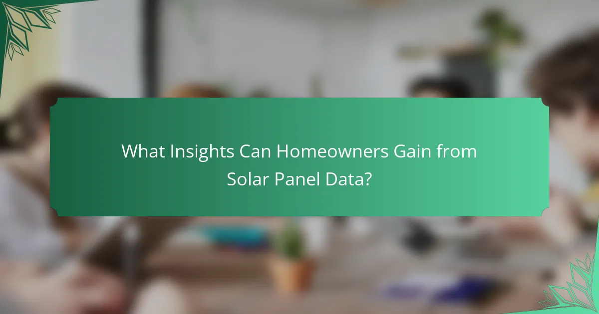What Insights Can Homeowners Gain from Solar Panel Data?