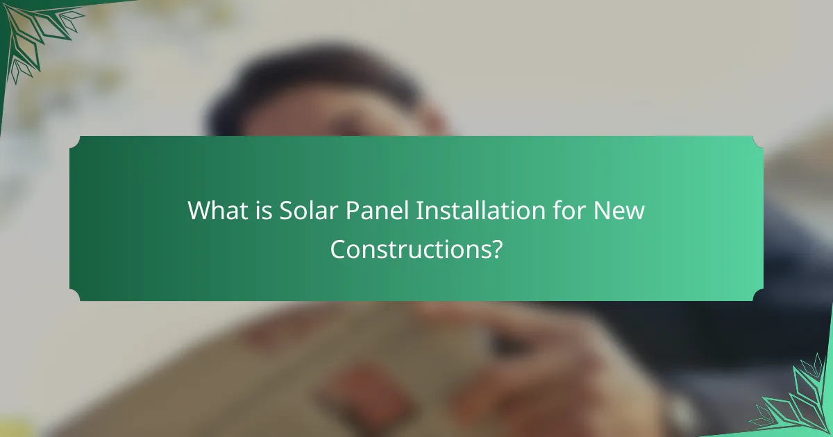 What is Solar Panel Installation for New Constructions?