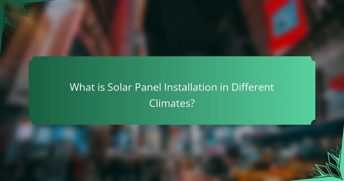 What is Solar Panel Installation in Different Climates?
