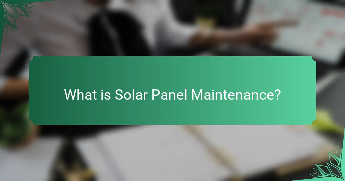 What is Solar Panel Maintenance?