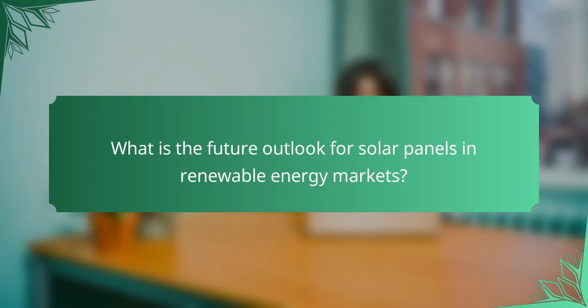 What is the future outlook for solar panels in renewable energy markets?