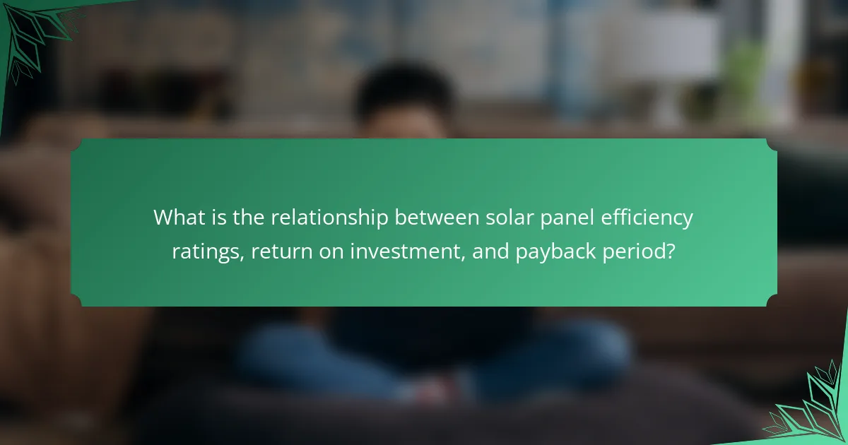 What is the relationship between solar panel efficiency ratings, return on investment, and payback period?