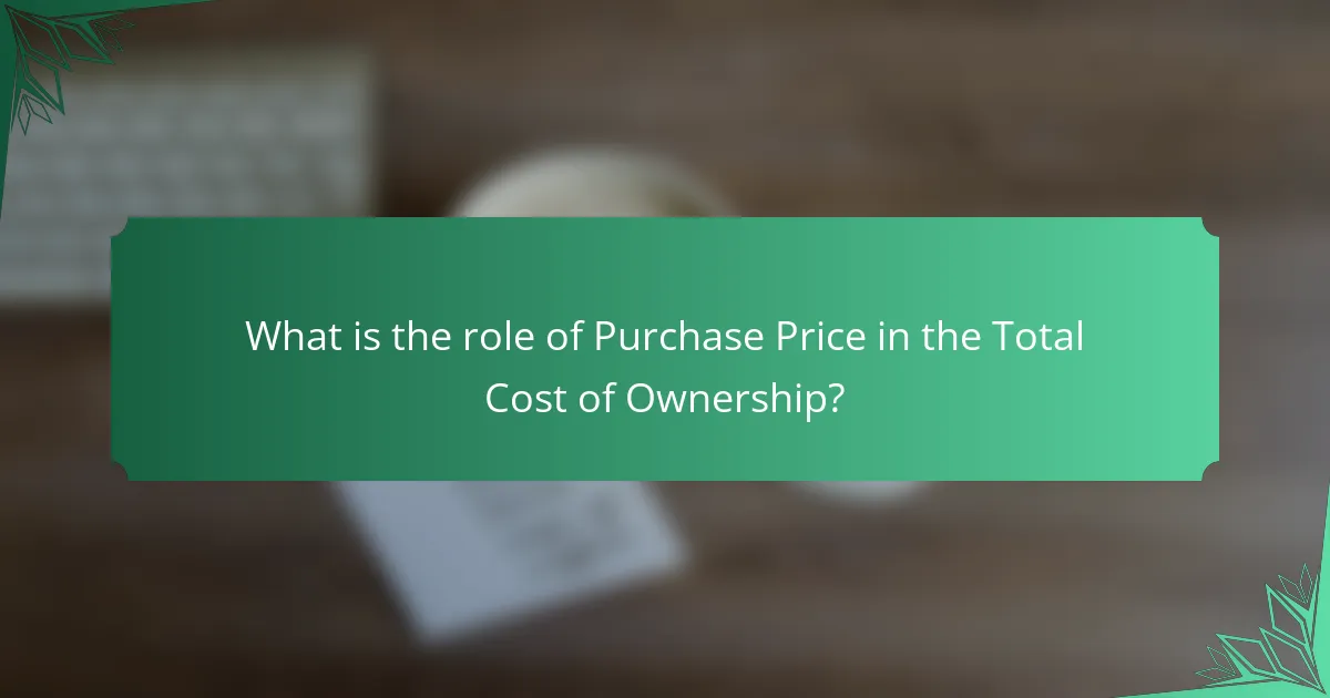 What is the role of Purchase Price in the Total Cost of Ownership?
